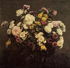 Famous Bouquet Paintings - Large Bouquet of Crysanthemums